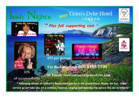 Grim's Dyke Irish Cabaret 2022 flyer